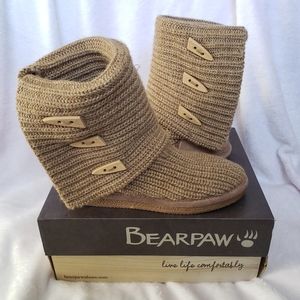 Tan Bearpaw Knit Tall Fold Boot